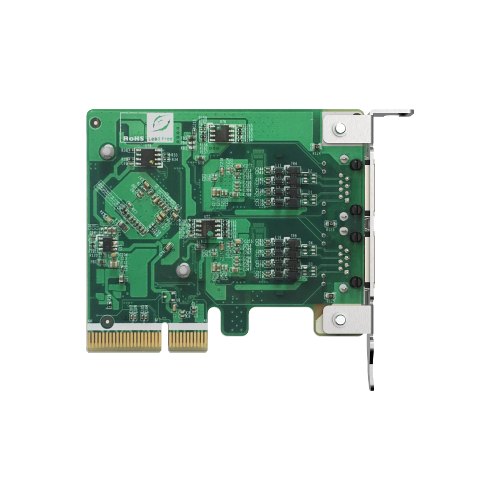 A large main feature product image of QNAP QXG-2G2T-I225 Dual Port 2.5GbE Network Card