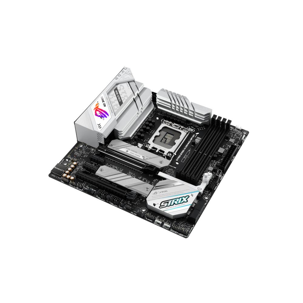 A large main feature product image of ASUS ROG Strix B760-G Gaming WiFi D4 LGA1700 DDR4 mATX Desktop Motherboard