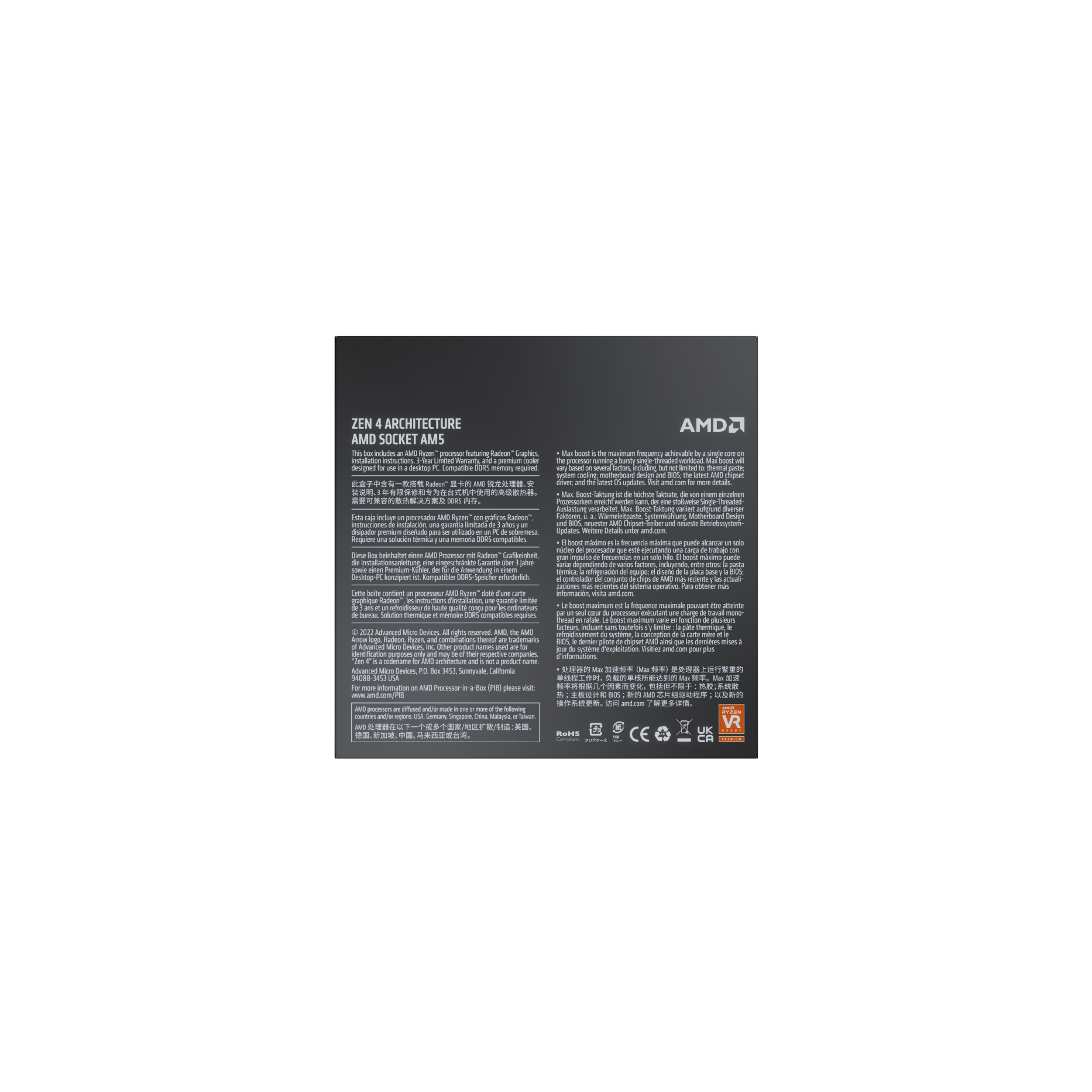 AMD Ryzen 7900X Box 12コア24スレッド   4.7GHz(Boost 5.6GHz) 170W 100-100000589WOF