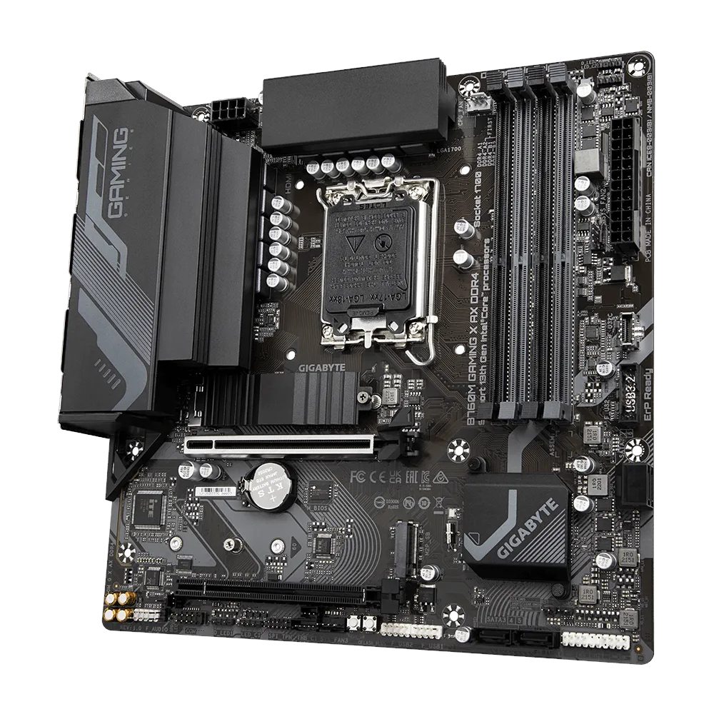 A large main feature product image of Gigabyte B760M Gaming X AX DDR4 LGA1700 mATX Desktop Motherboard