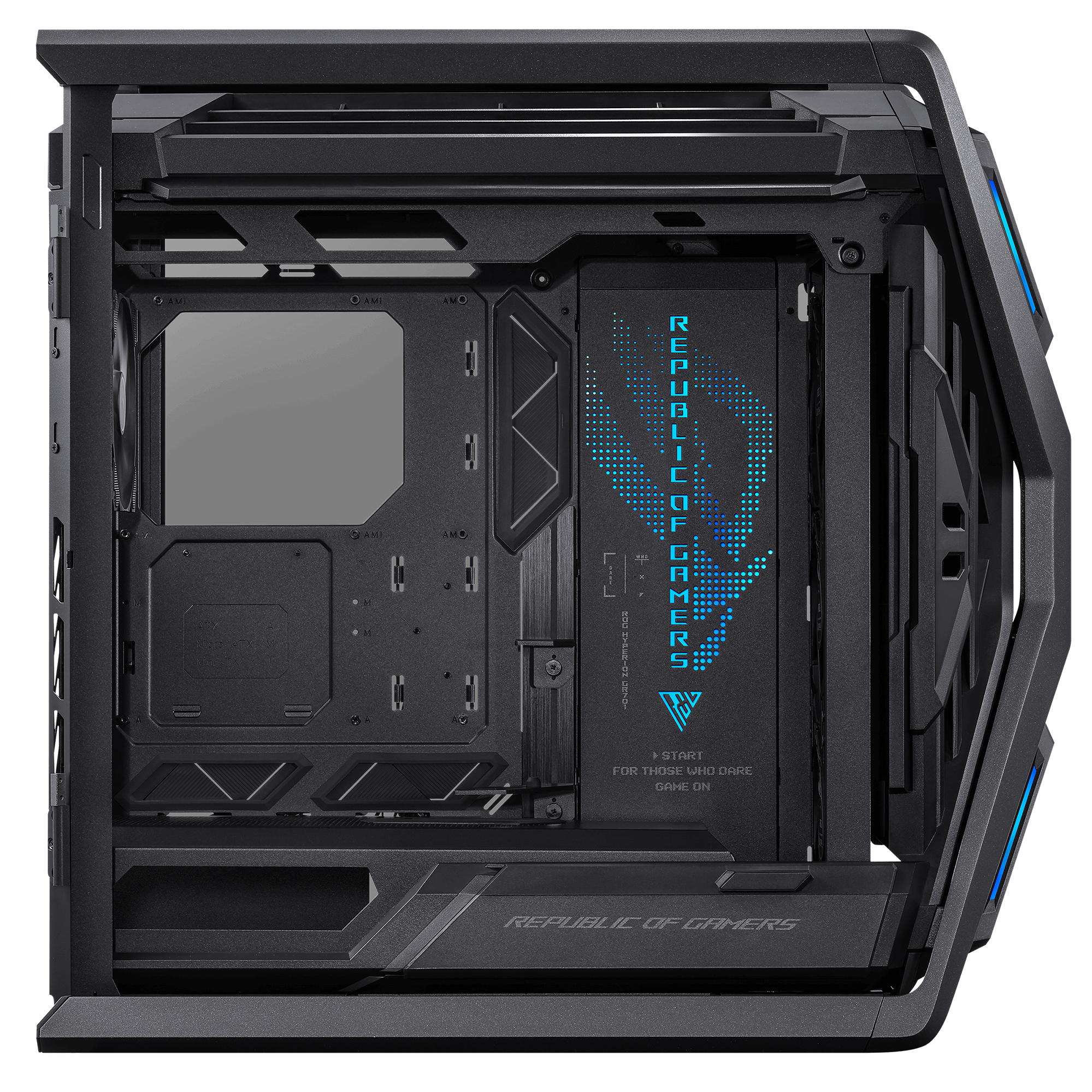 A large main feature product image of ASUS ROG Hyperion GR701 Full Tower Case - Black