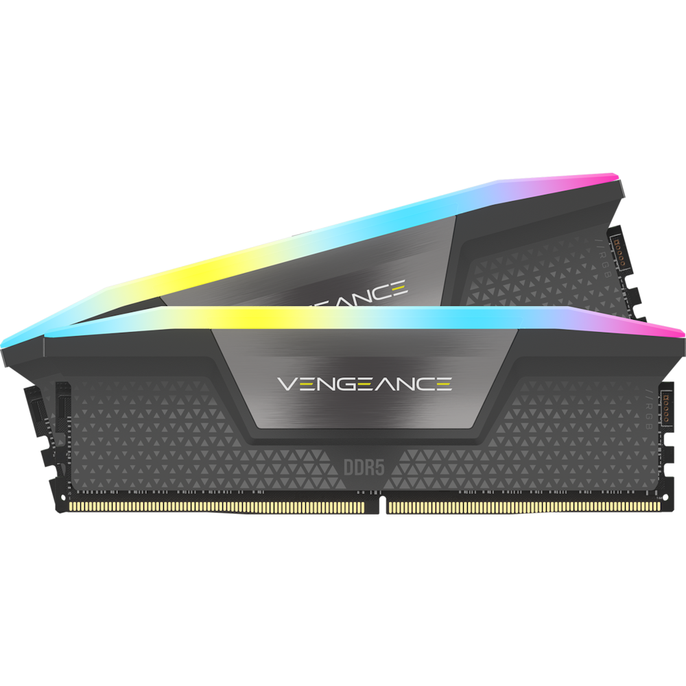 A large main feature product image of Corsair 32GB Kit (2x16GB) DDR5 Vengeance RGB AMD EXPO C30 6000MT/s - Cool Grey
