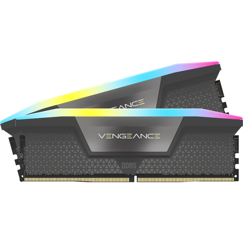 A large main feature product image of Corsair 32GB Kit (2x16GB) DDR5 Vengeance RGB AMD EXPO C30 6000MT/s - Cool Grey