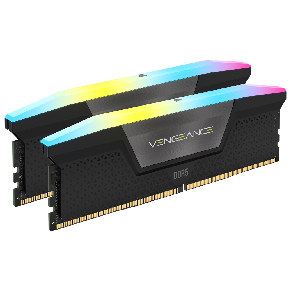 A large main feature product image of Corsair 32GB Kit (2x16GB) DDR5 Vengeance RGB C32 6400MT/s - Black
