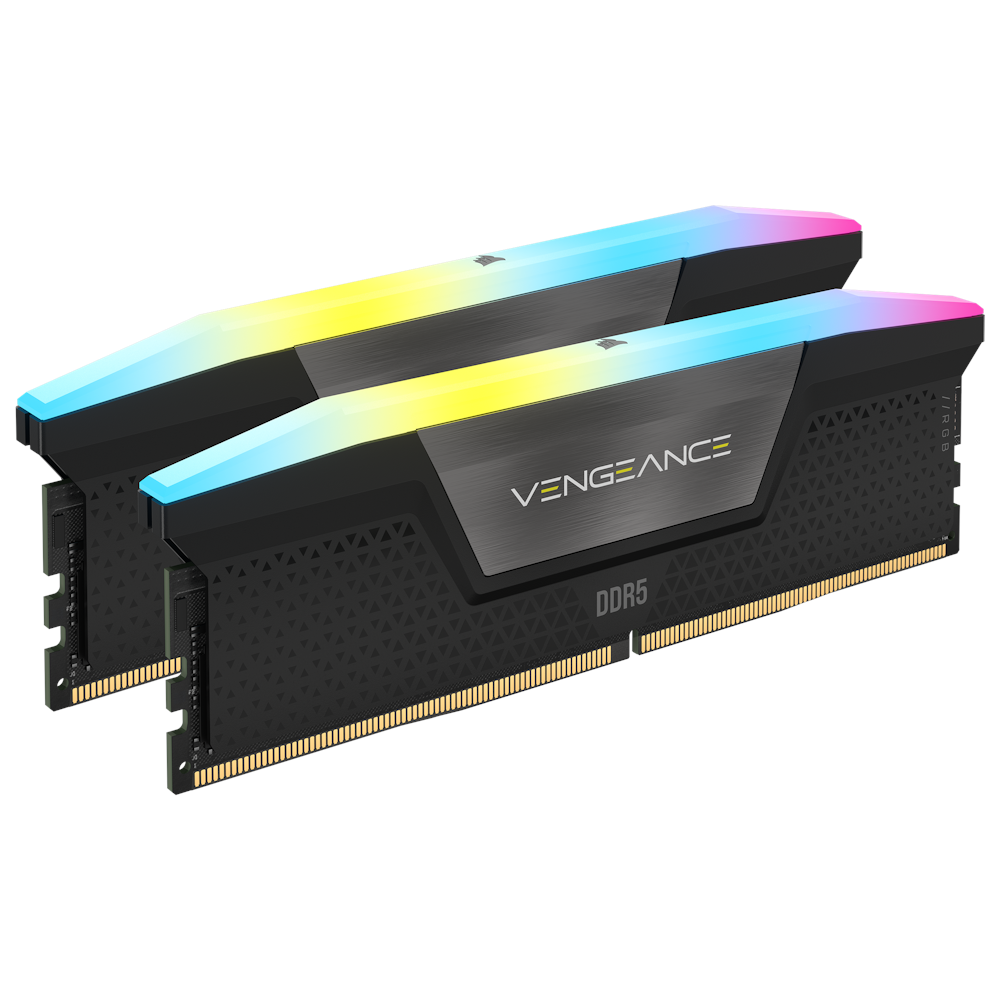A large main feature product image of Corsair 32GB Kit (2x16GB) DDR5 Vengeance RGB C32 6400MT/s - Black