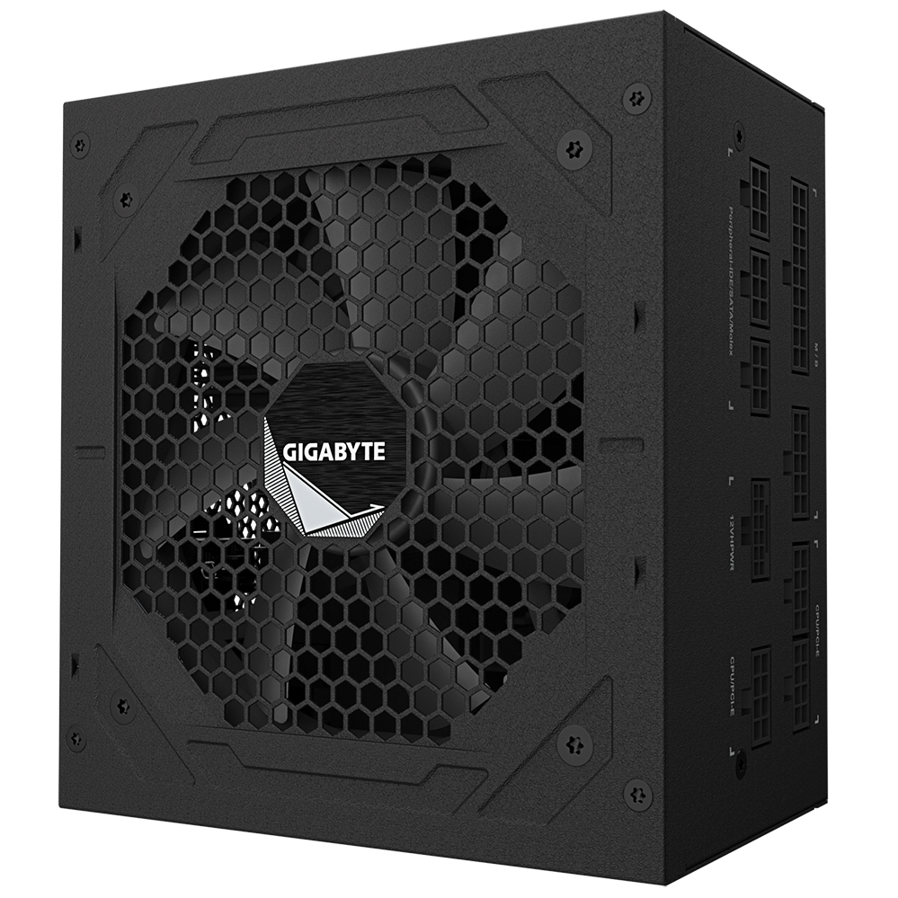 A large main feature product image of Gigabyte UD850GM - 850W Gold PCIe 5.0 ATX Modular PSU