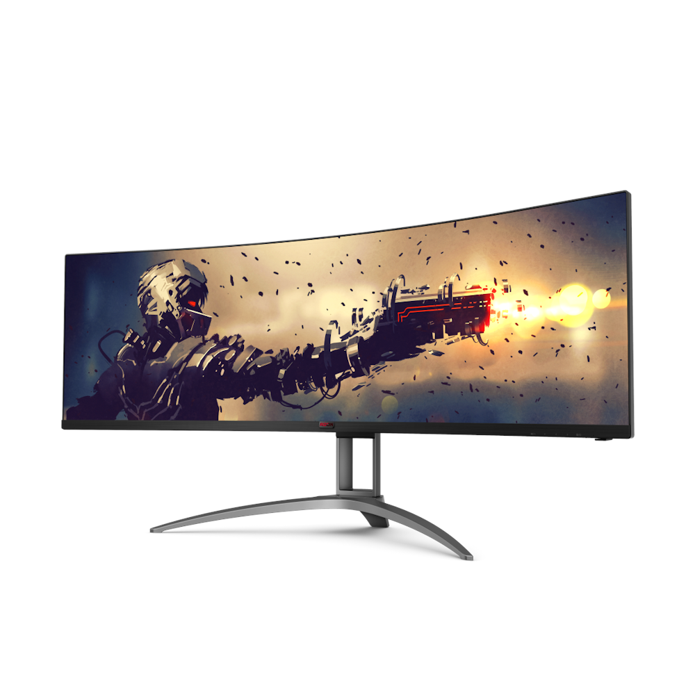 A large main feature product image of AOC AGON AG493UCX2 - 49" Curved 1440p Ultrawide 165Hz VA Monitor