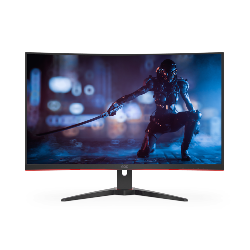 A large main feature product image of AOC Gaming C32G2ZE 32" Curved FHD 240Hz VA Monitor