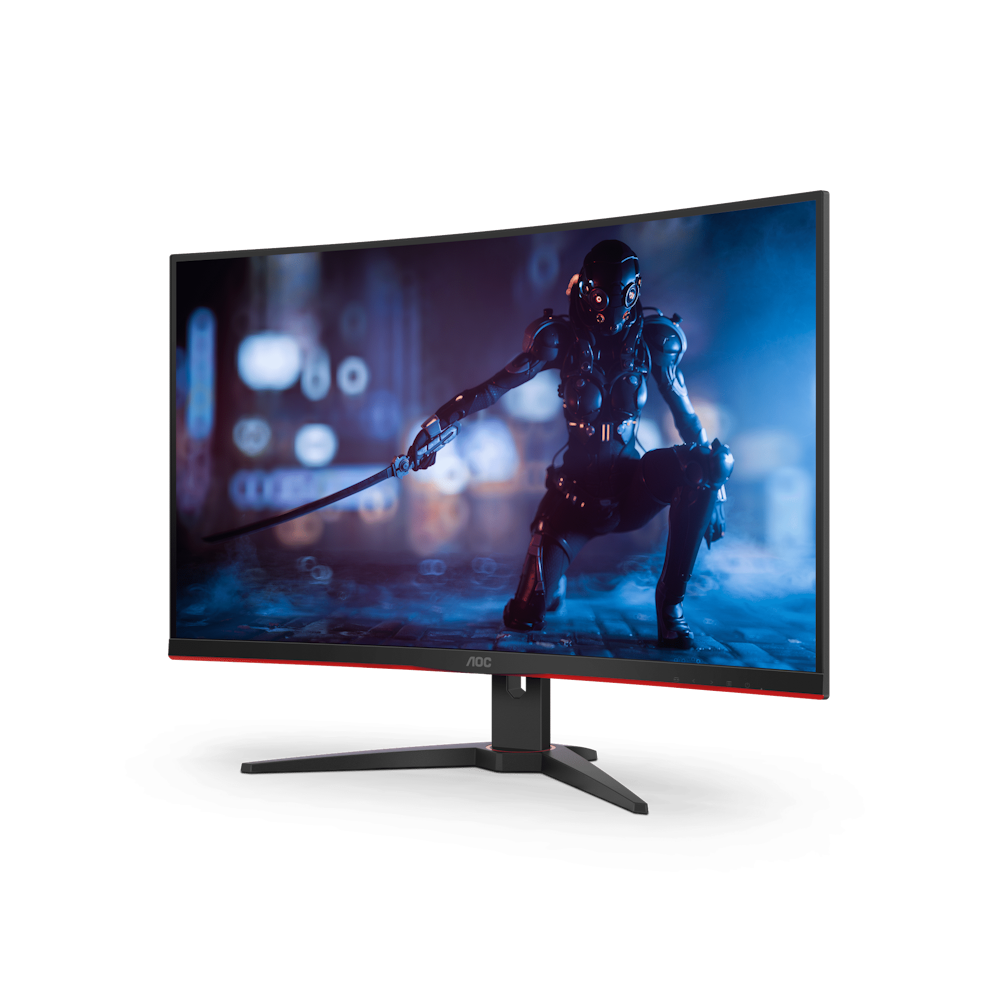 A large main feature product image of AOC Gaming C32G2ZE - 32" Curved FHD 240Hz VA Monitor