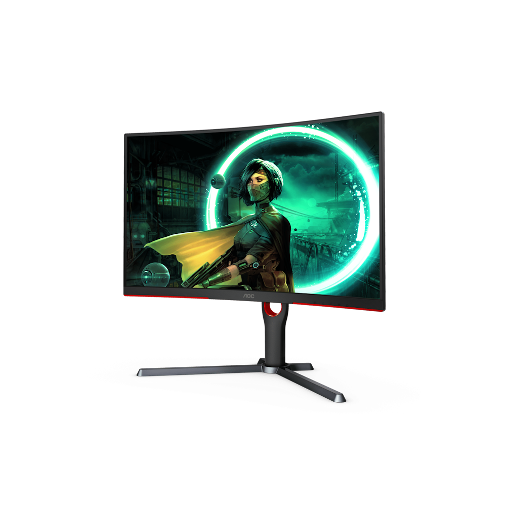 A large main feature product image of AOC Gaming CQ27G3S - 27" Curved QHD 165Hz VA Monitor