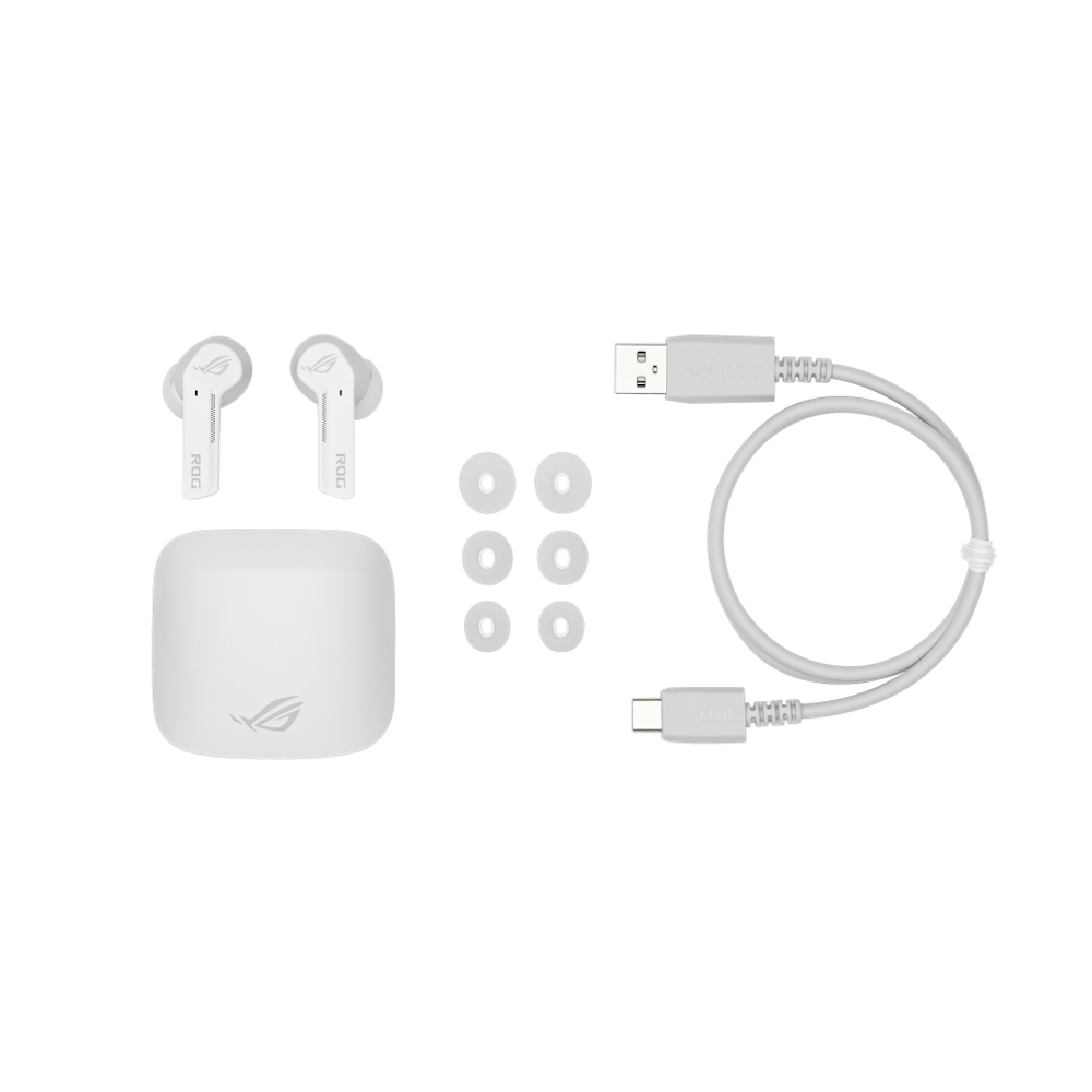 A large main feature product image of ASUS ROG Cetra True Wireless Earphones - White 