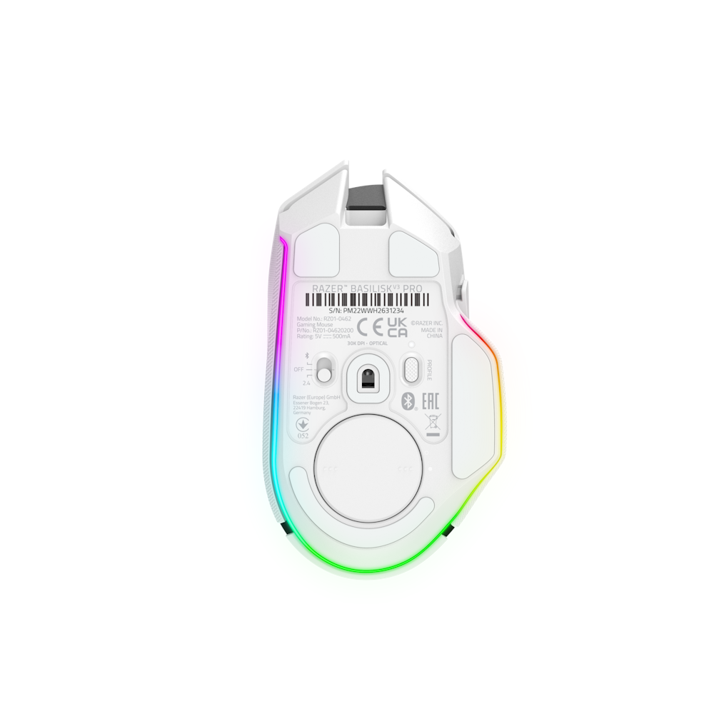 A large main feature product image of Razer Basilisk V3 Pro - Ergonomic Wireless Gaming Mouse (White)