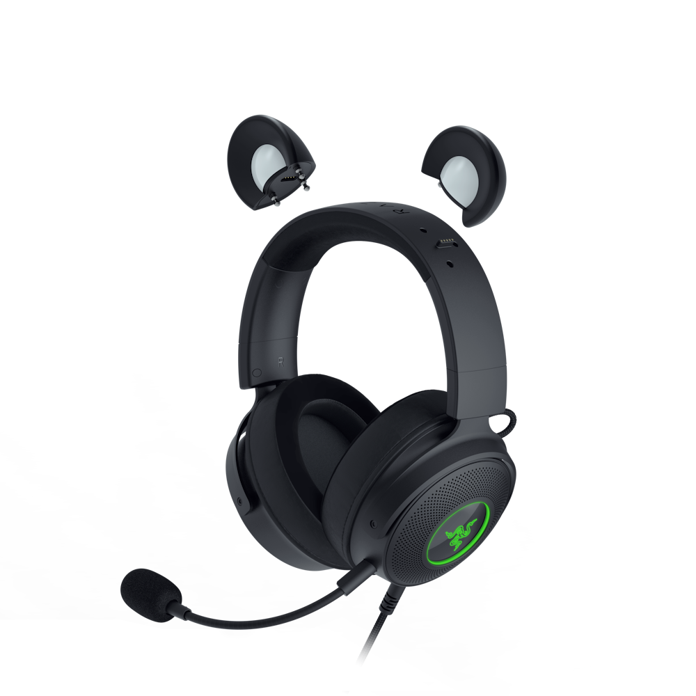 A large main feature product image of Razer Kraken Kitty V2 Pro - Wired RGB Headset with Interchangeable Ears (Black)