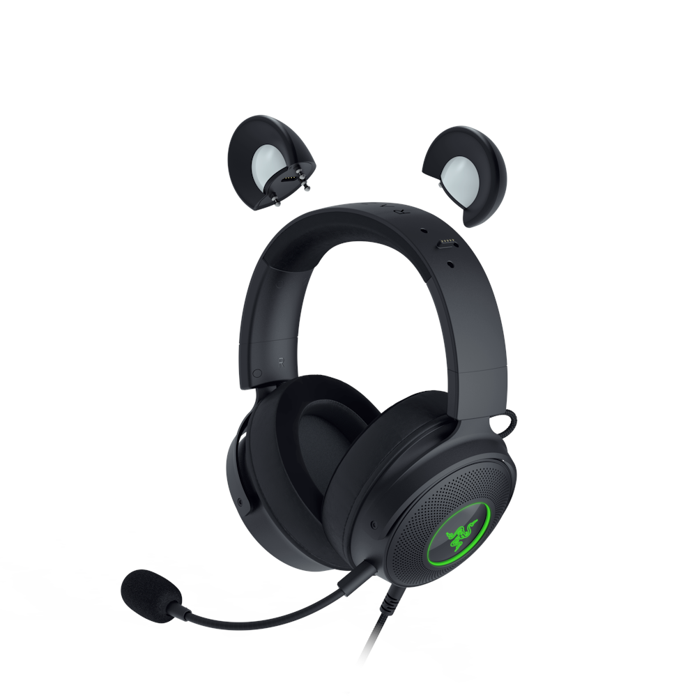 A large main feature product image of Razer Kraken Kitty V2 Pro - Wired RGB Headset with Interchangeable Ears (Black)