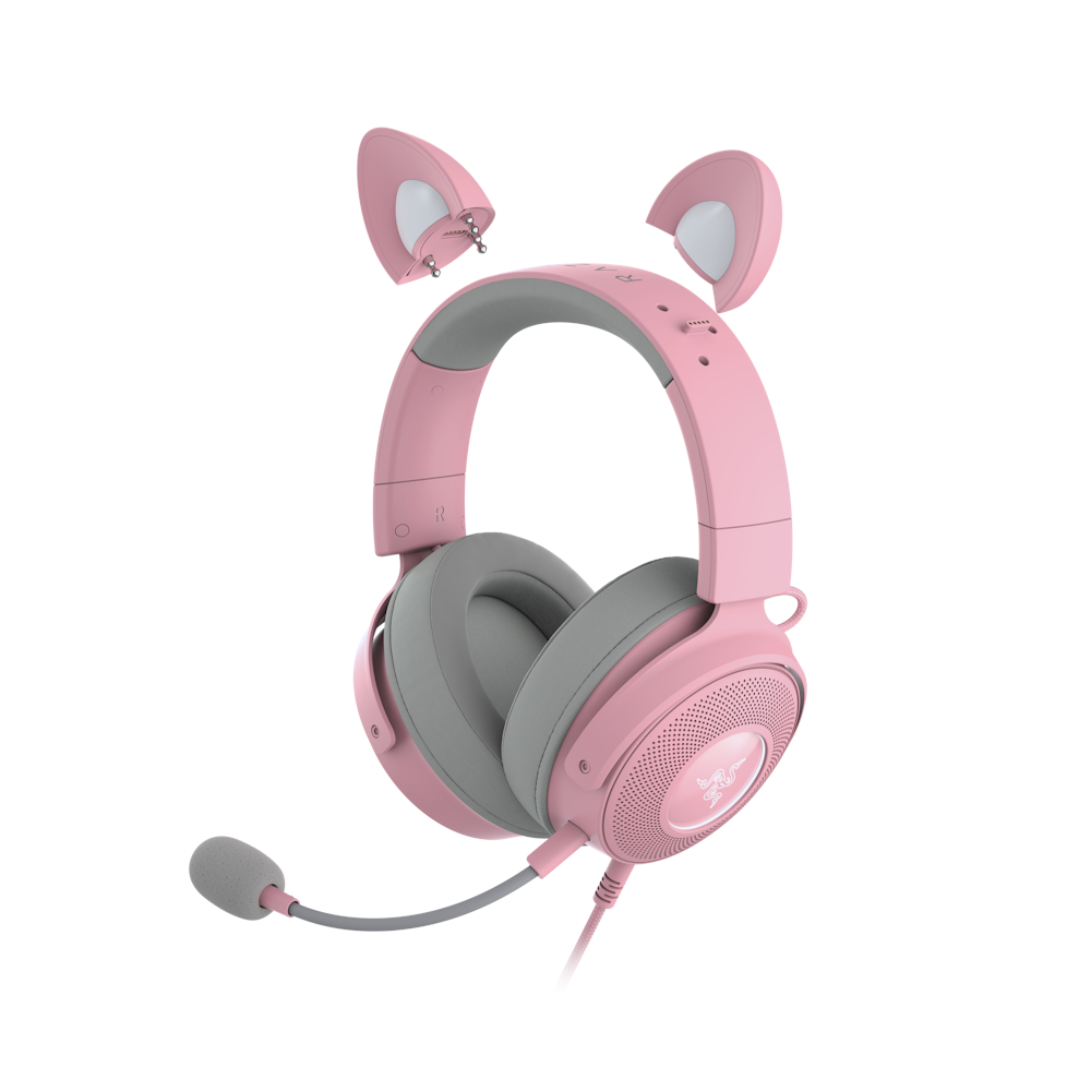 A large main feature product image of Razer Kraken Kitty V2 Pro - Wired RGB Headset with Interchangeable Ears (Quartz Pink)
