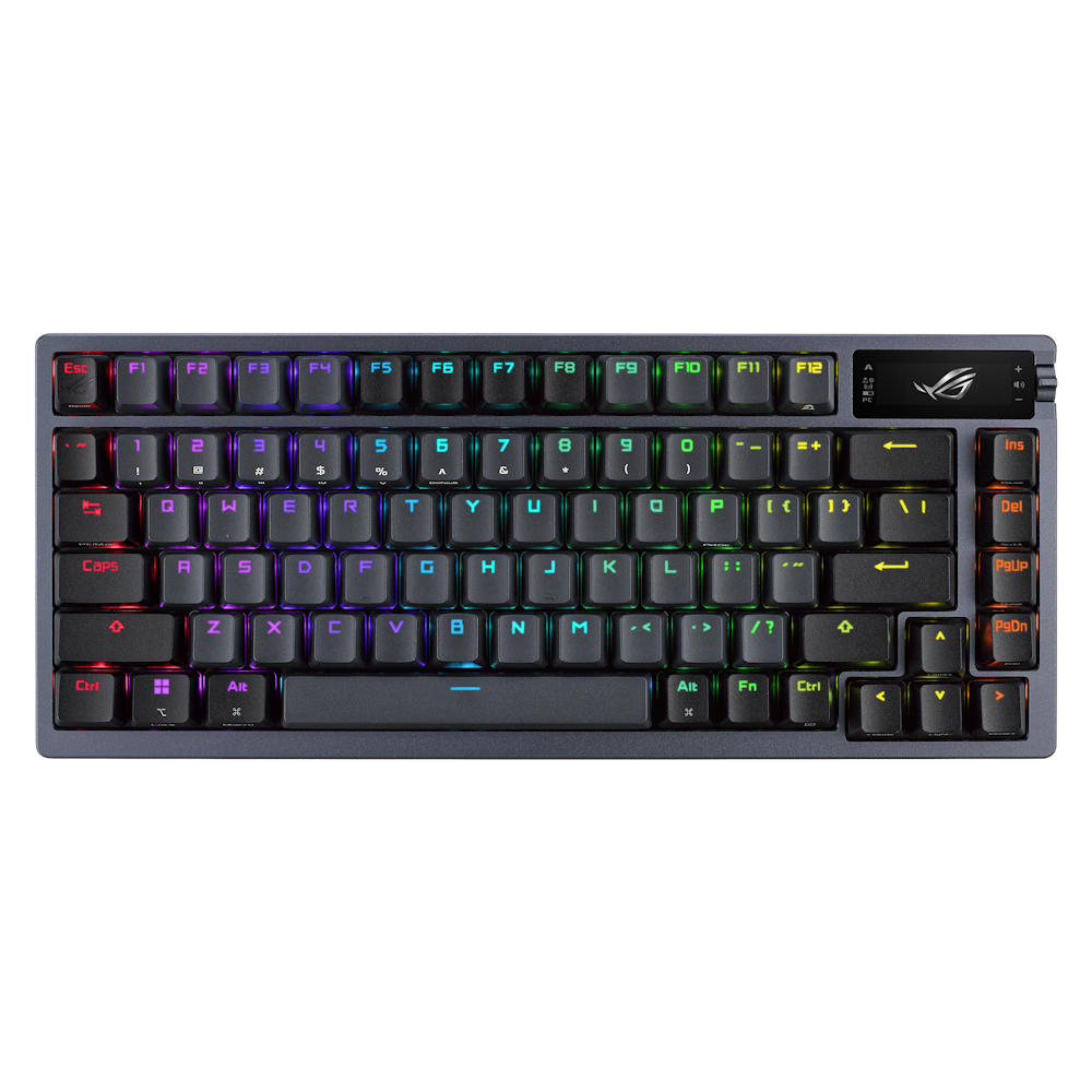 A large main feature product image of ASUS ROG Azoth 75% Wireless Custom Mechanical Gaming Keyboard - ROG NX Red