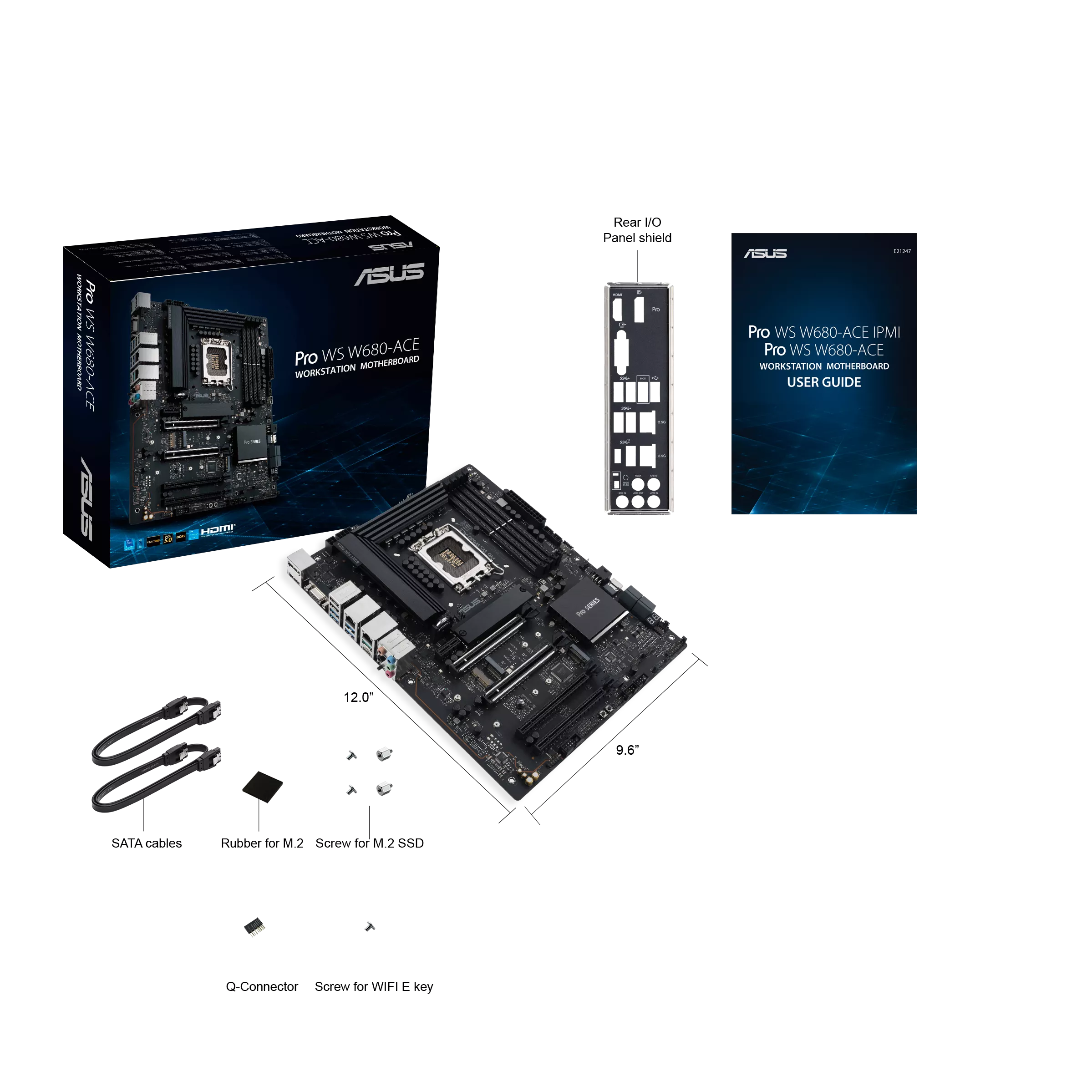 A large main feature product image of ASUS Pro WS W680 Ace LGA1700 ATX Workstation Motherboard