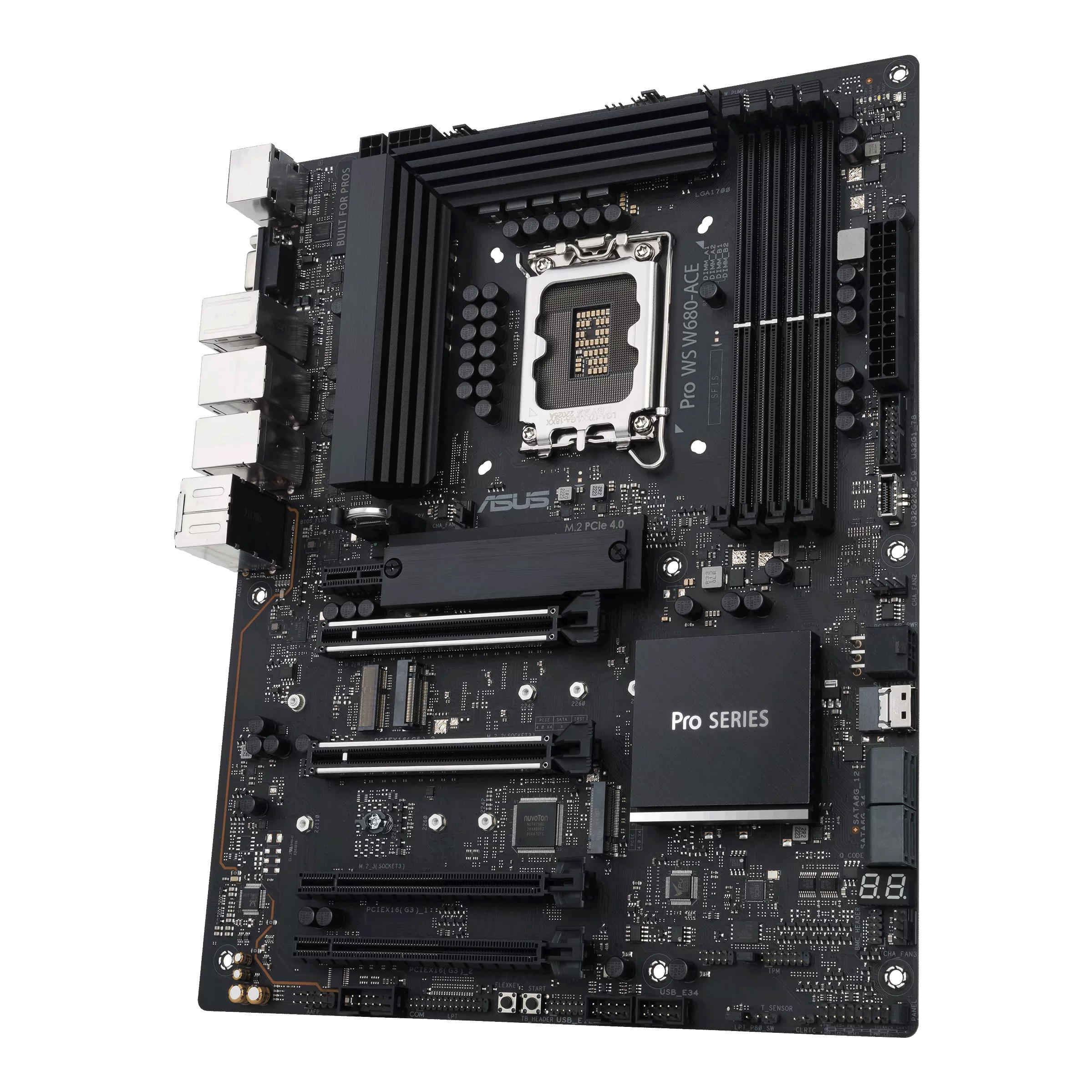 A large main feature product image of ASUS Pro WS W680 Ace LGA1700 ATX Workstation Motherboard