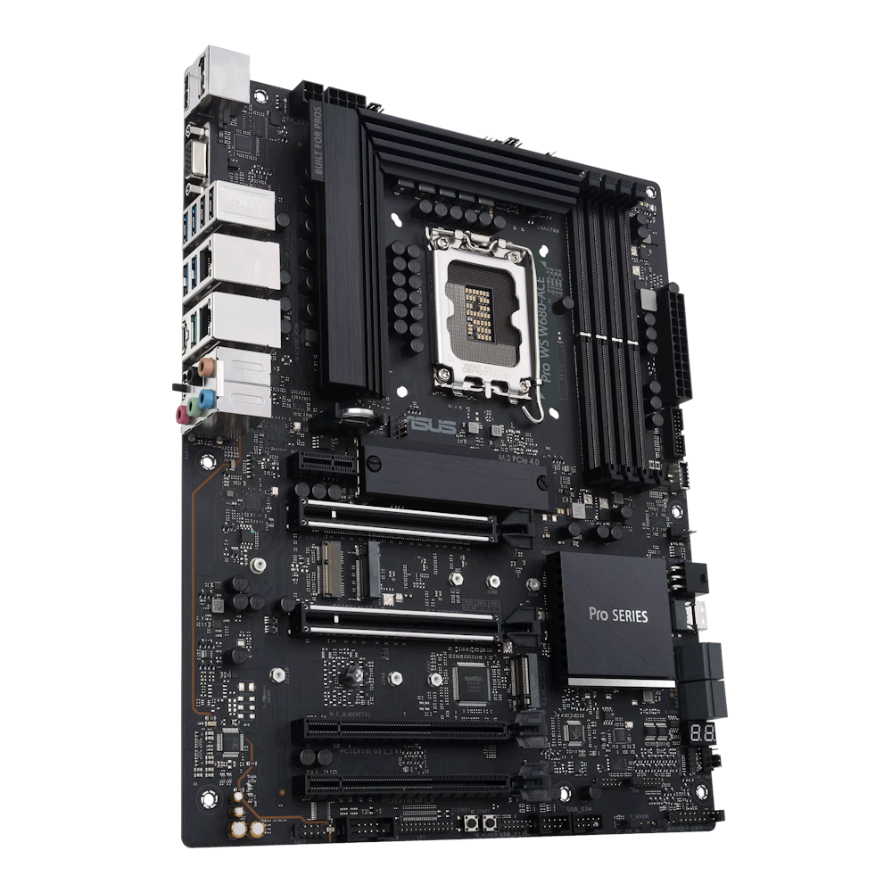 A large main feature product image of ASUS Pro WS W680 Ace LGA1700 ATX Workstation Motherboard