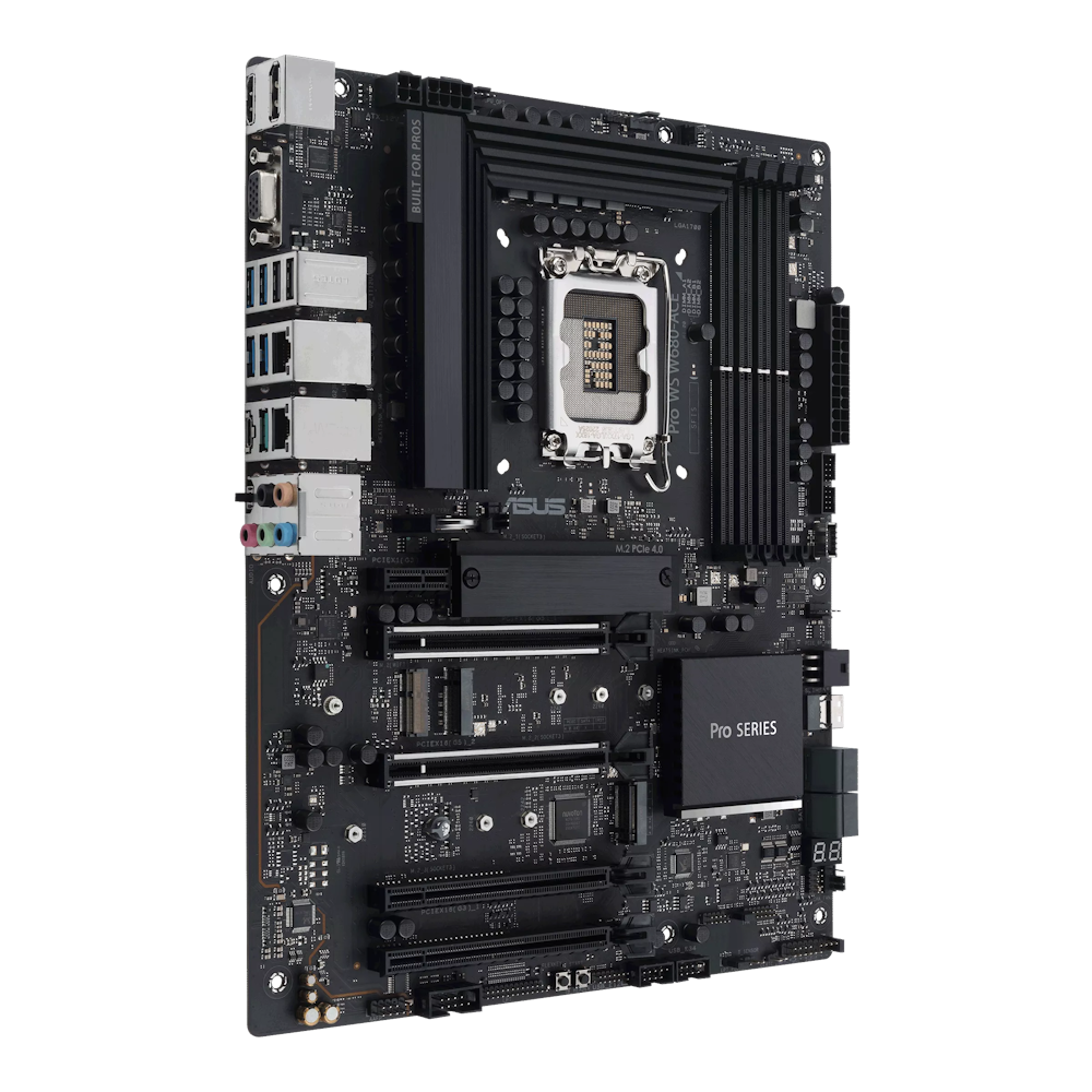 A large main feature product image of ASUS Pro WS W680 Ace LGA1700 ATX Workstation Motherboard
