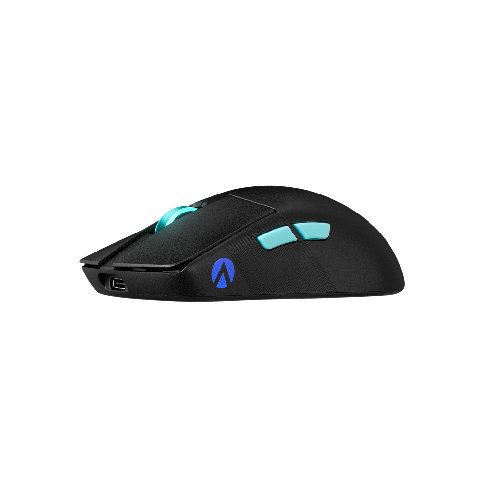 A large main feature product image of ASUS ROG Harpe Ace Wireless Gaming Mouse - Aim Lab Edition