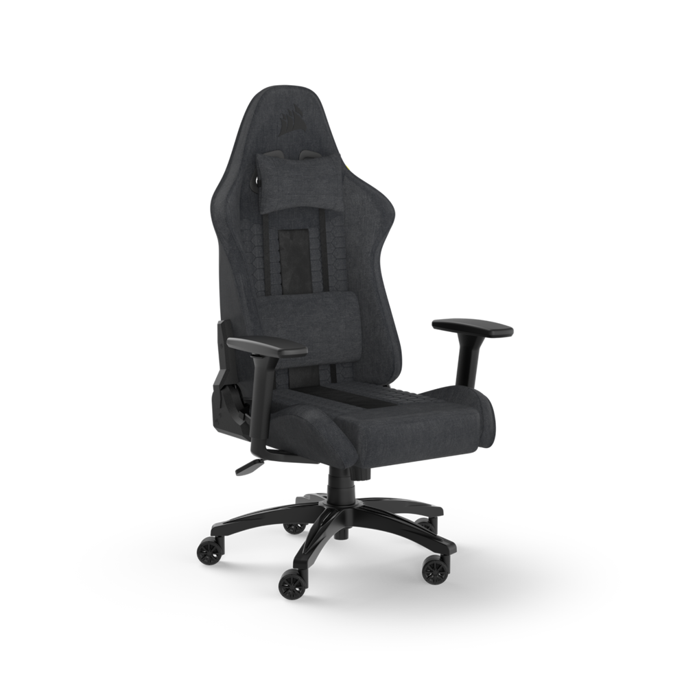 A large main feature product image of Corsair TC100 RELAXED Fabric Gaming Chair - Black/Grey