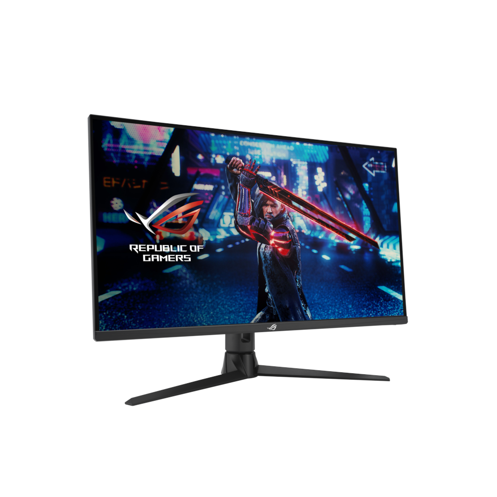 A large main feature product image of ASUS ROG Strix XG32UQ 32" UHD 160Hz IPS Monitor