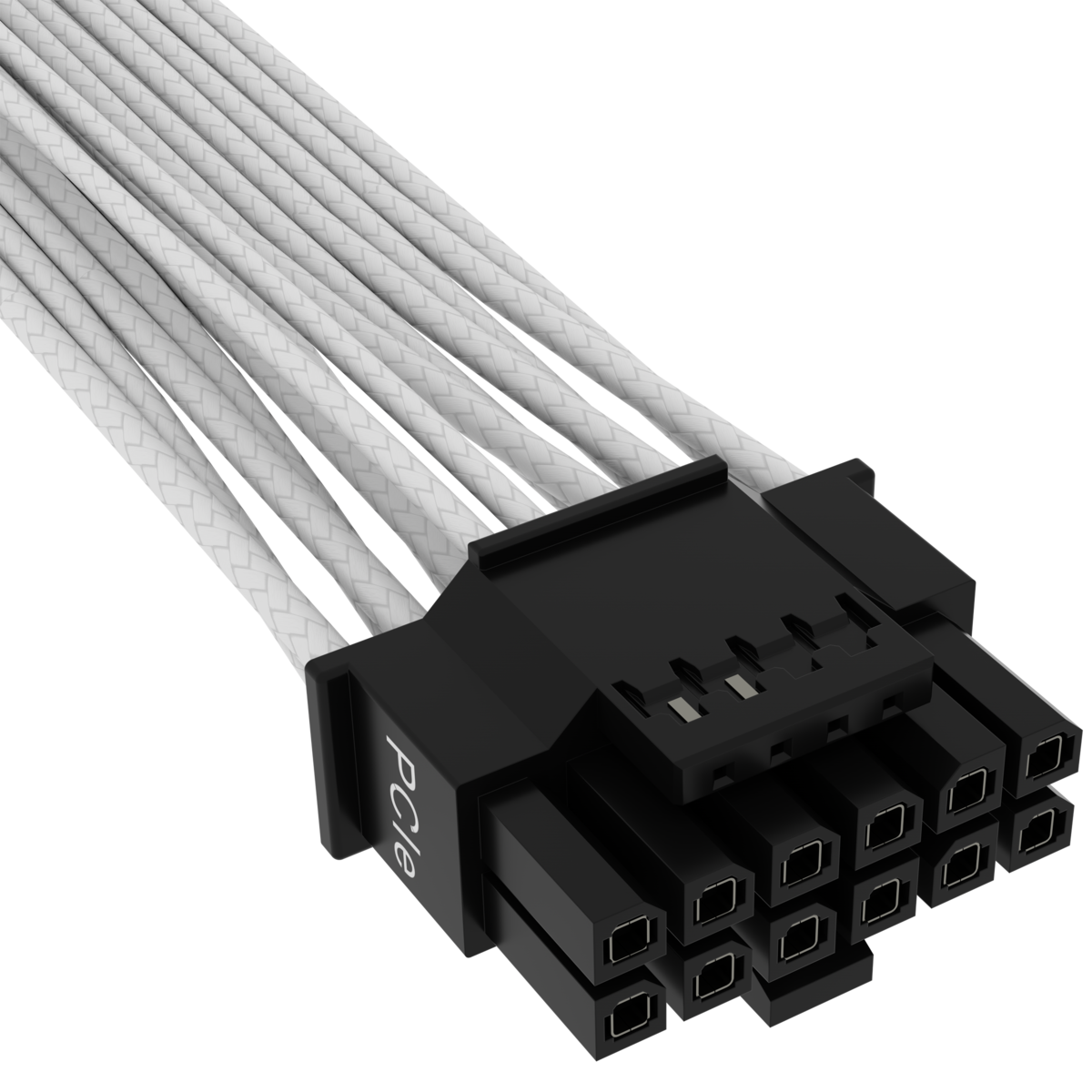 A large main feature product image of Corsair Premium Individually Sleeved PCIe 5.0 12V-2x6 600W Type 4 Cable (White)