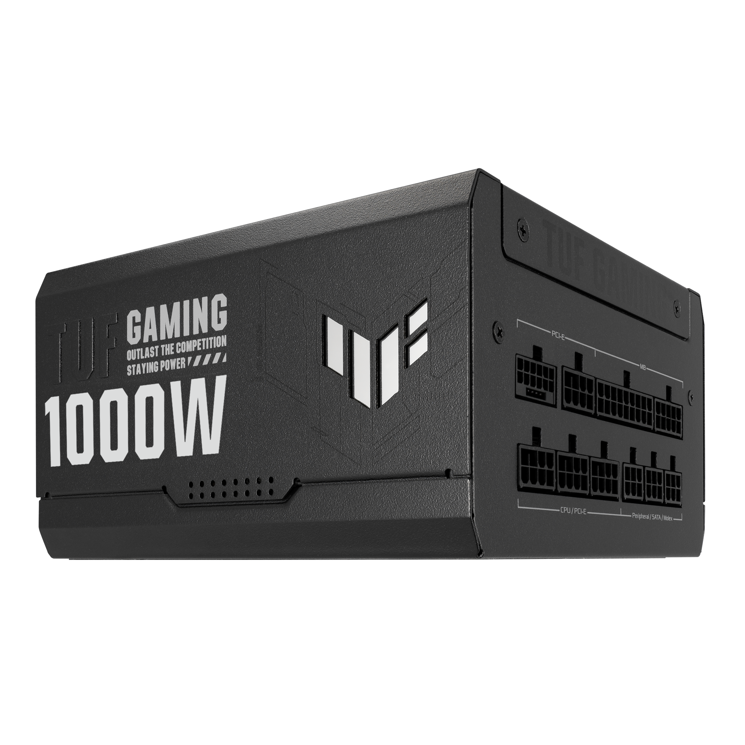 A large main feature product image of ASUS TUF Gaming 1000W Gold PCIe 5.0 ATX Modular PSU