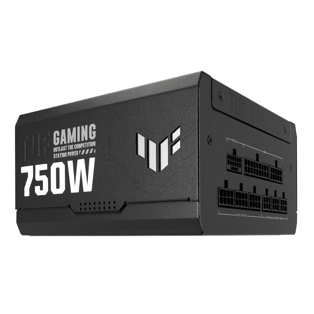 A large main feature product image of ASUS TUF Gaming 750W Gold ATX Modular PSU