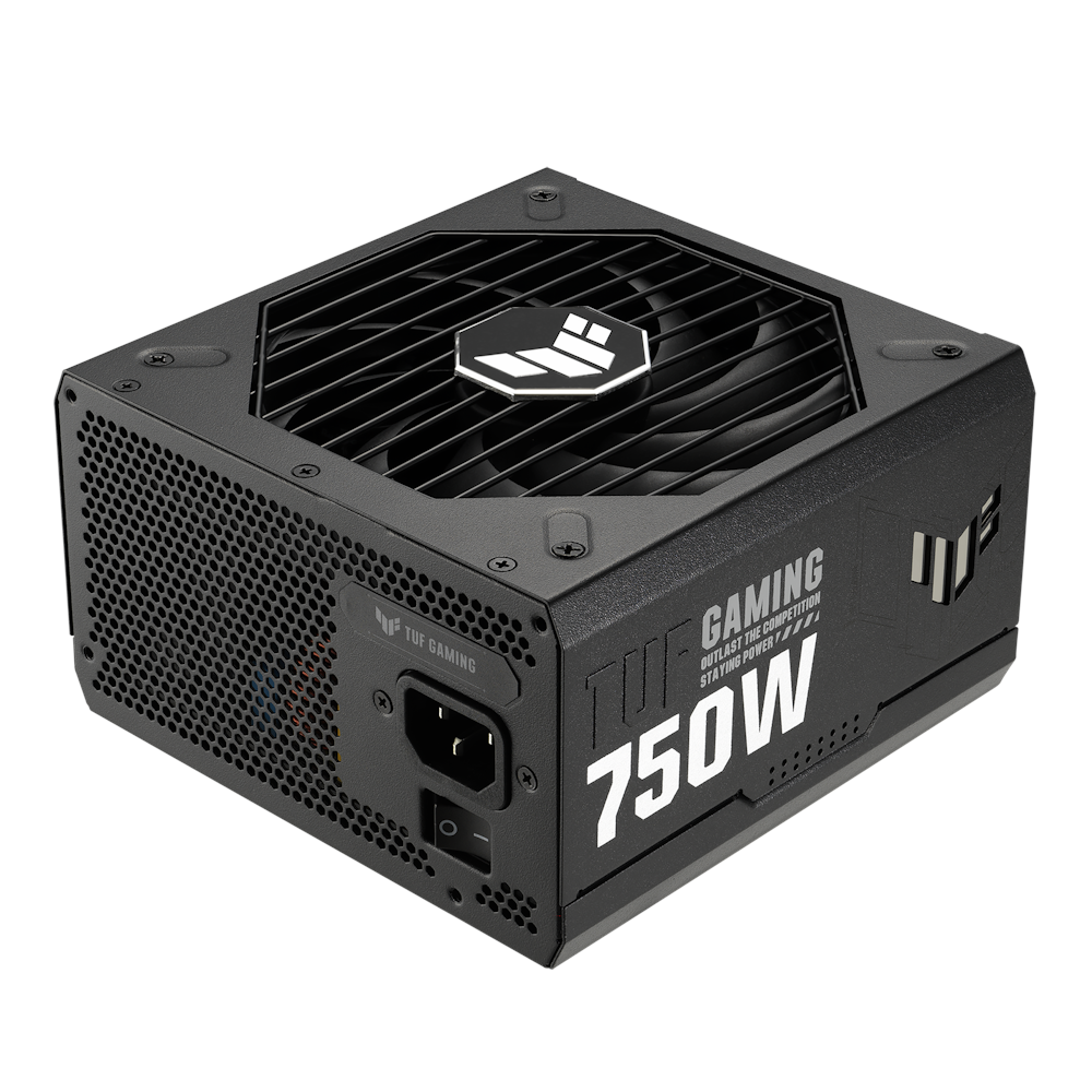 A large main feature product image of ASUS TUF Gaming 750W Gold ATX Modular PSU