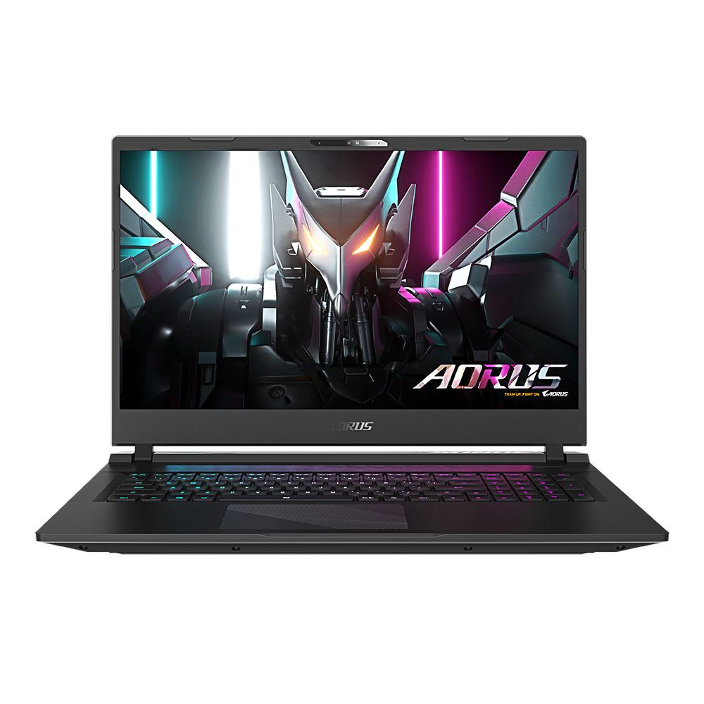 A large main feature product image of Gigabyte AORUS 17 BSF-73AU654SH 17.3" 240Hz 13th Gen i7 13700H RTX 4070 Win 11 Gaming Notebook