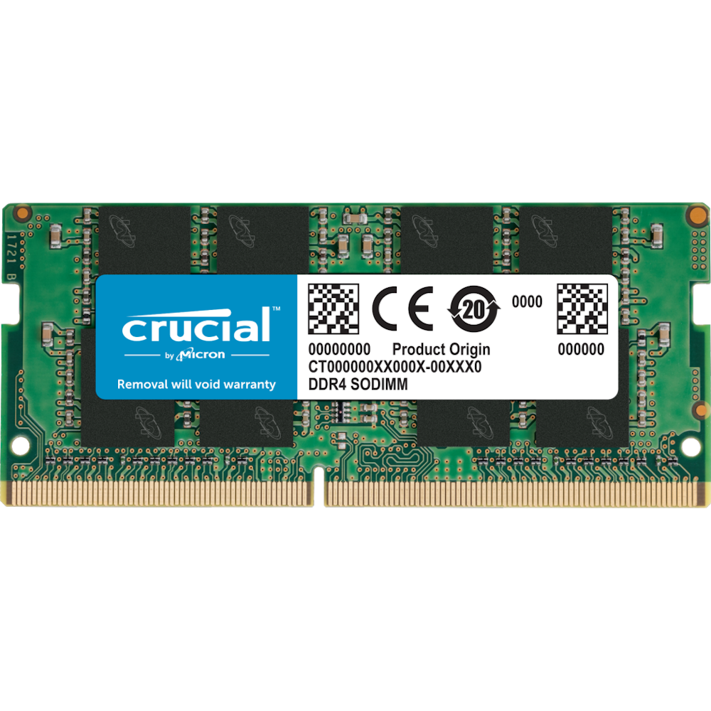A large main feature product image of Crucial 4GB Single (1x4GB) DDR4 SO-DIMM C17 2400MHz