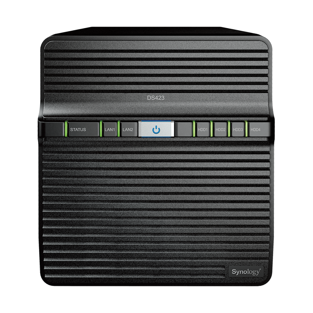 A large main feature product image of Synology Diskstation DS423 Quad Core 2GB 4 Bay NAS Enclosure