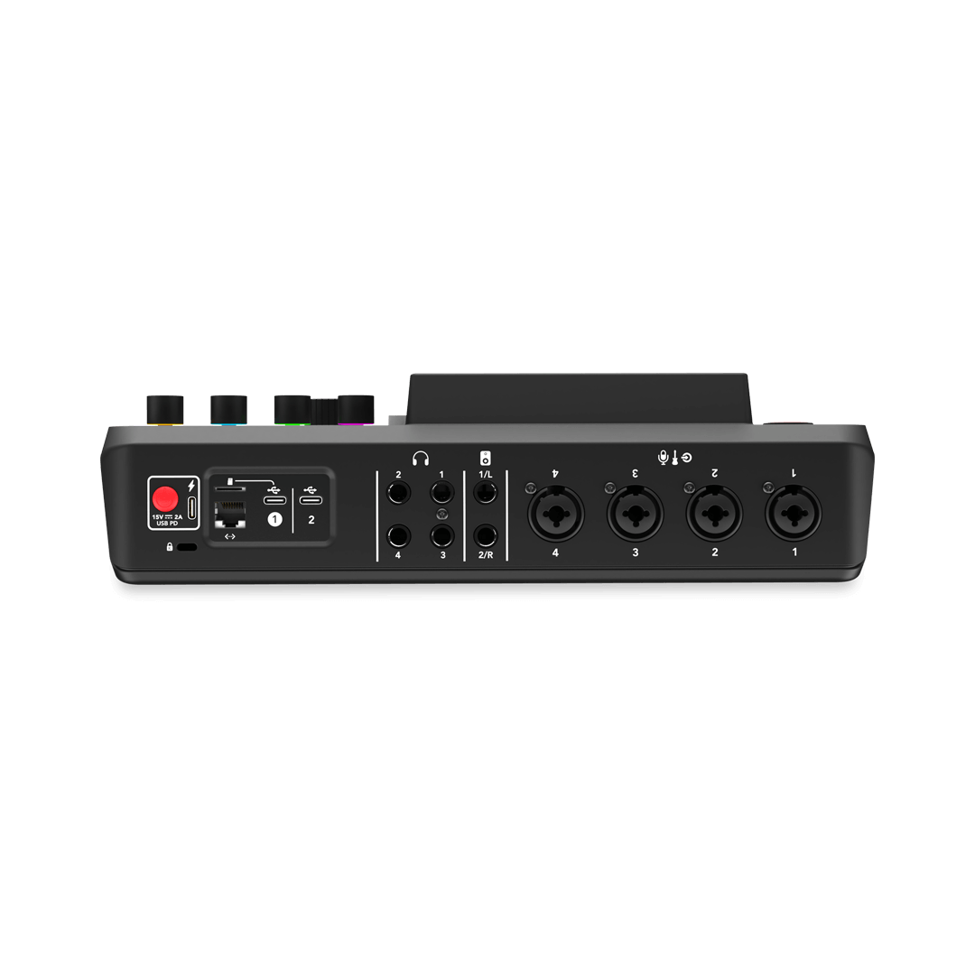 A large main feature product image of RODE RODECaster Pro II - Integrated Audio Production Studio (Black)