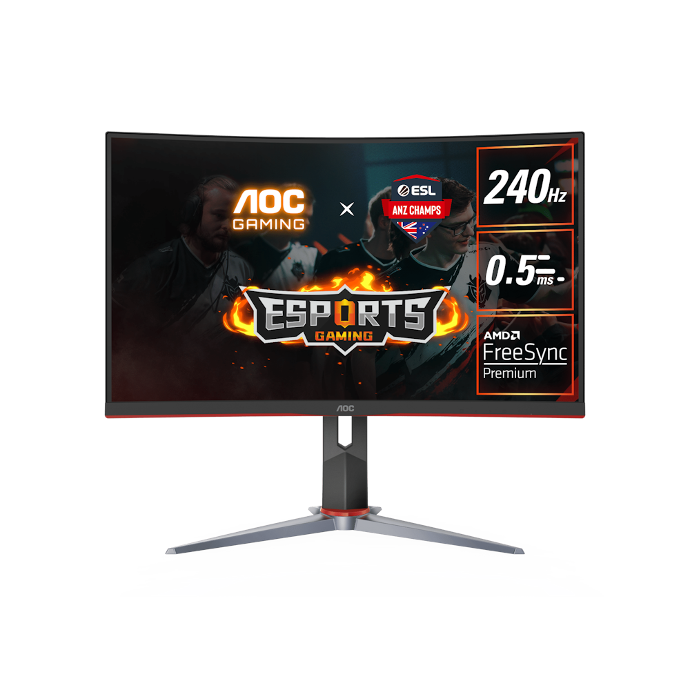 A large main feature product image of AOC Gaming C27G2Z 27" Curved FHD 240Hz VA Monitor