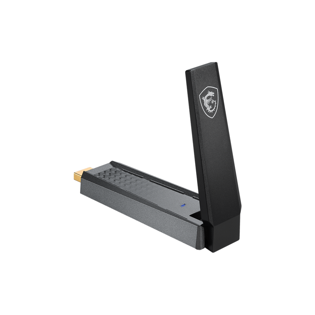 A large main feature product image of MSI GUAX18 AX1800 Dual-Band Wireless USB Adapter