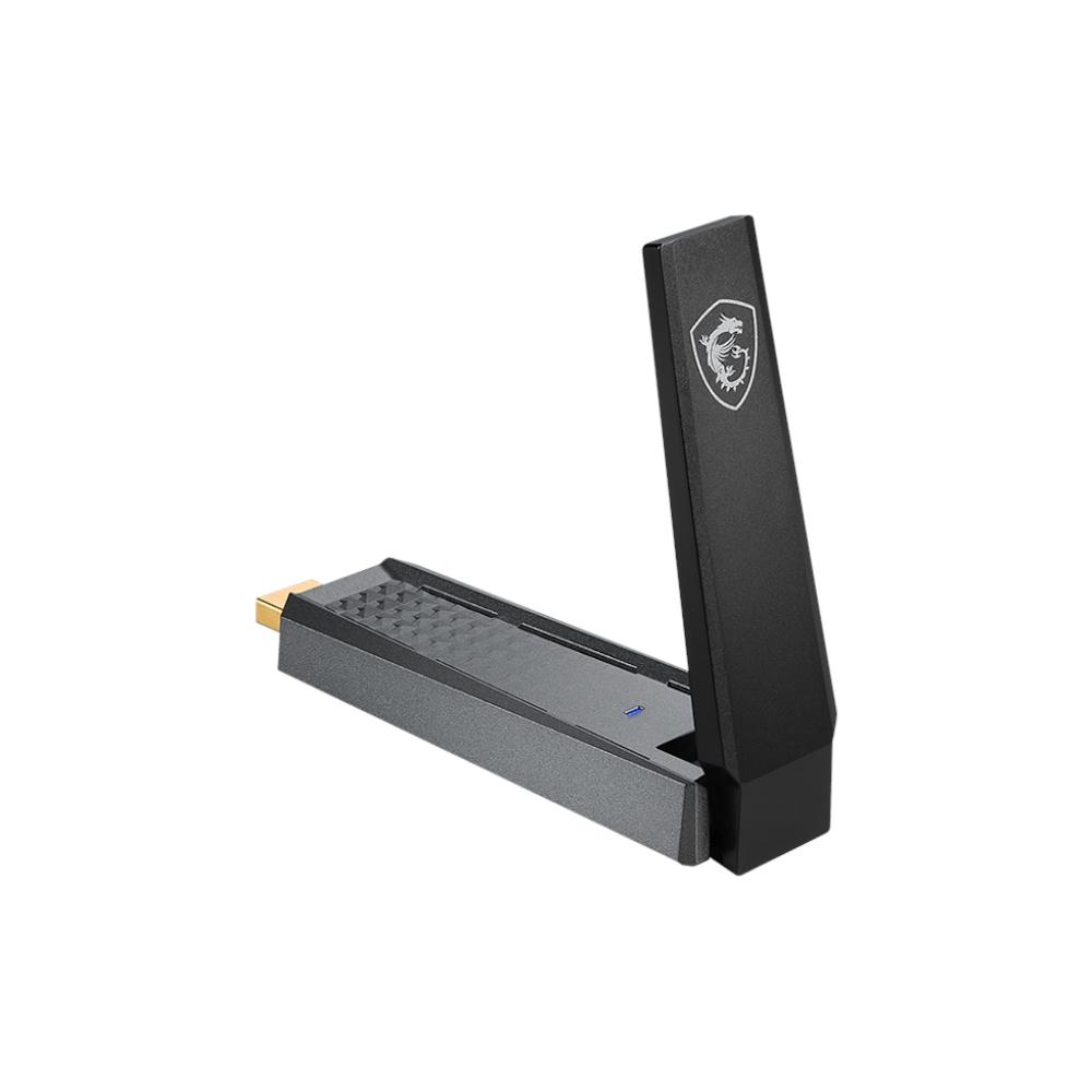 A large main feature product image of MSI GUAX18 AX1800 Dual Band Wireless USB Adapter