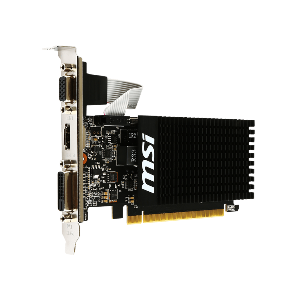 A large main feature product image of MSI GeForce GT 710 2GB DDR3