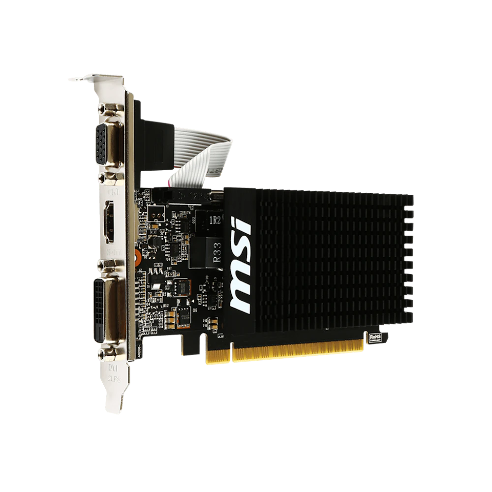 A large main feature product image of MSI GeForce GT 710 2GB DDR3 Low Profile