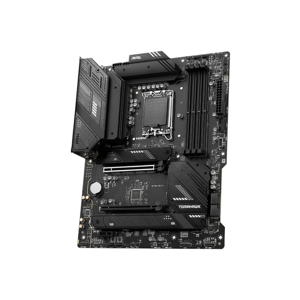 A large main feature product image of MSI MAG B760 Tomahawk WiFi LGA1700 ATX Desktop Motherboard