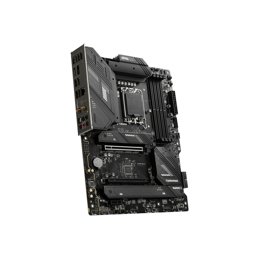 A large main feature product image of MSI MAG B760 Tomahawk WiFi LGA1700 ATX Desktop Motherboard