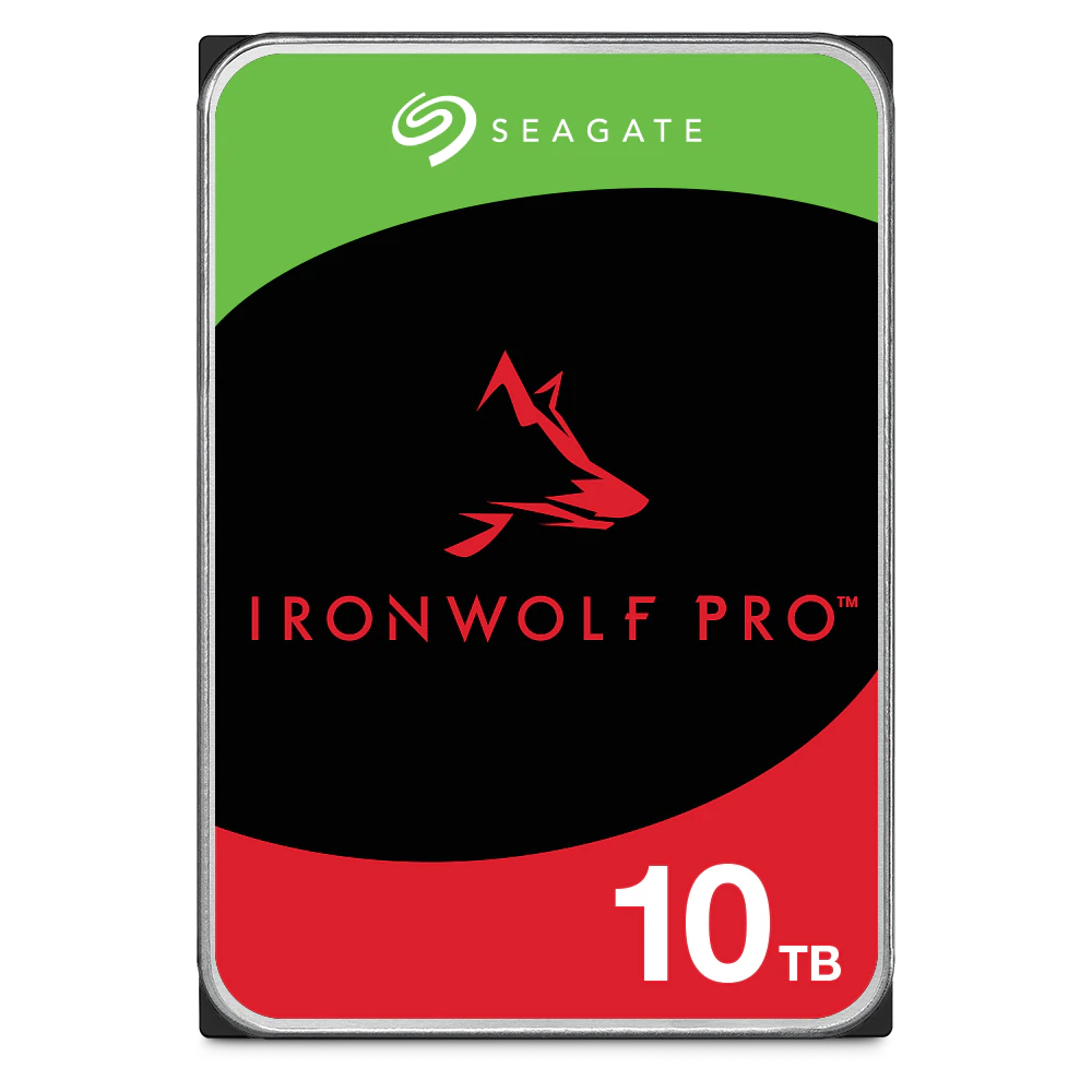 A large main feature product image of Seagate IronWolf Pro 3.5" NAS HDD - 10TB 256MB