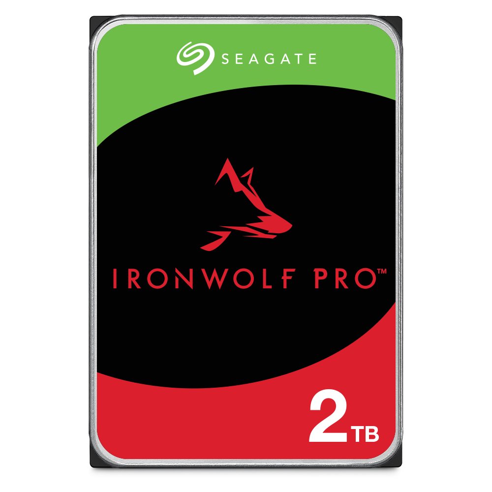 A large main feature product image of Seagate IronWolf Pro 3.5" NAS HDD - 2TB 256MB