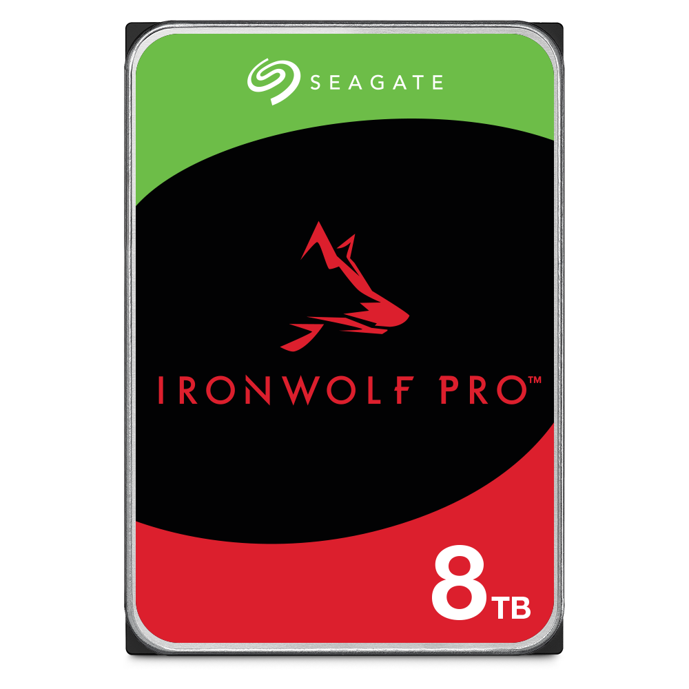A large main feature product image of Seagate IronWolf Pro 3.5" NAS HDD - 8TB 256MB
