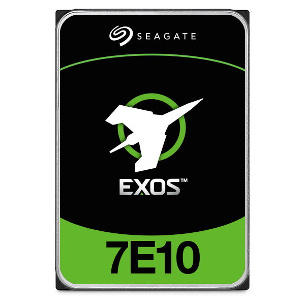 A large main feature product image of Seagate EXOS 7E10 Enterprise HDD - 10TB 256MB