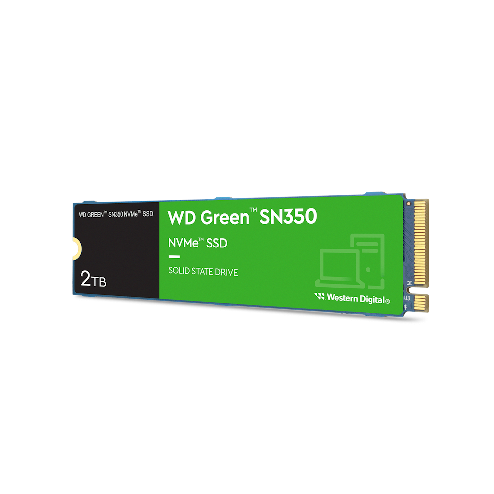 A large main feature product image of WD Green SN350 PCIe Gen3 NVMe M.2 SSD - 2TB