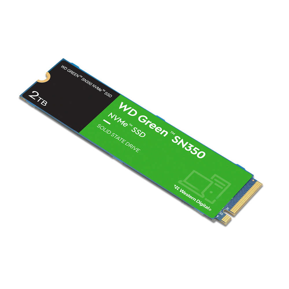 A large main feature product image of WD Green SN350 PCIe Gen3 NVMe M.2 SSD - 2TB