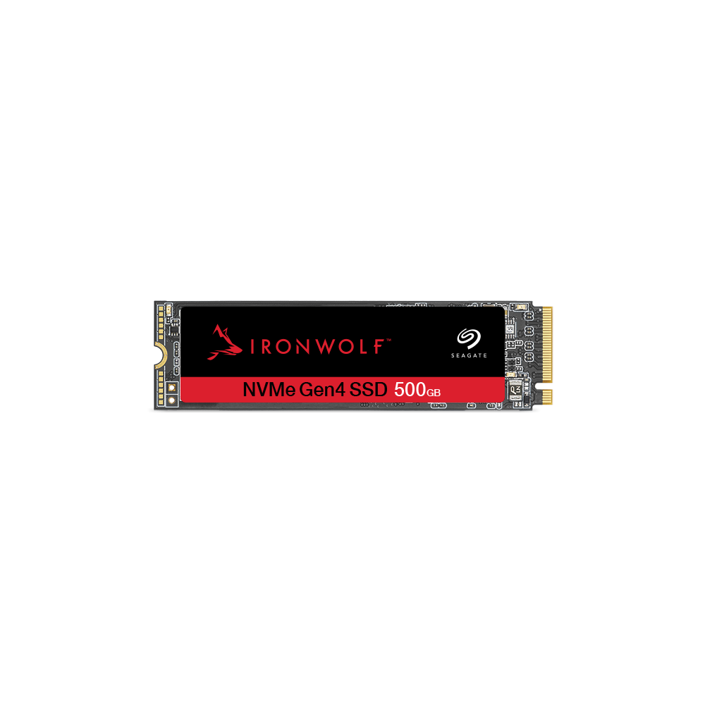 A large main feature product image of Seagate IronWolf 525 PCIe Gen4 NVMe M.2 NAS SSD - 500GB