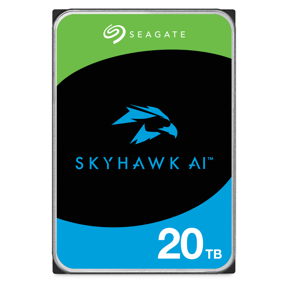 A large main feature product image of Seagate SkyHawk AI 3.5" Surveillance HDD - 20TB 256MB